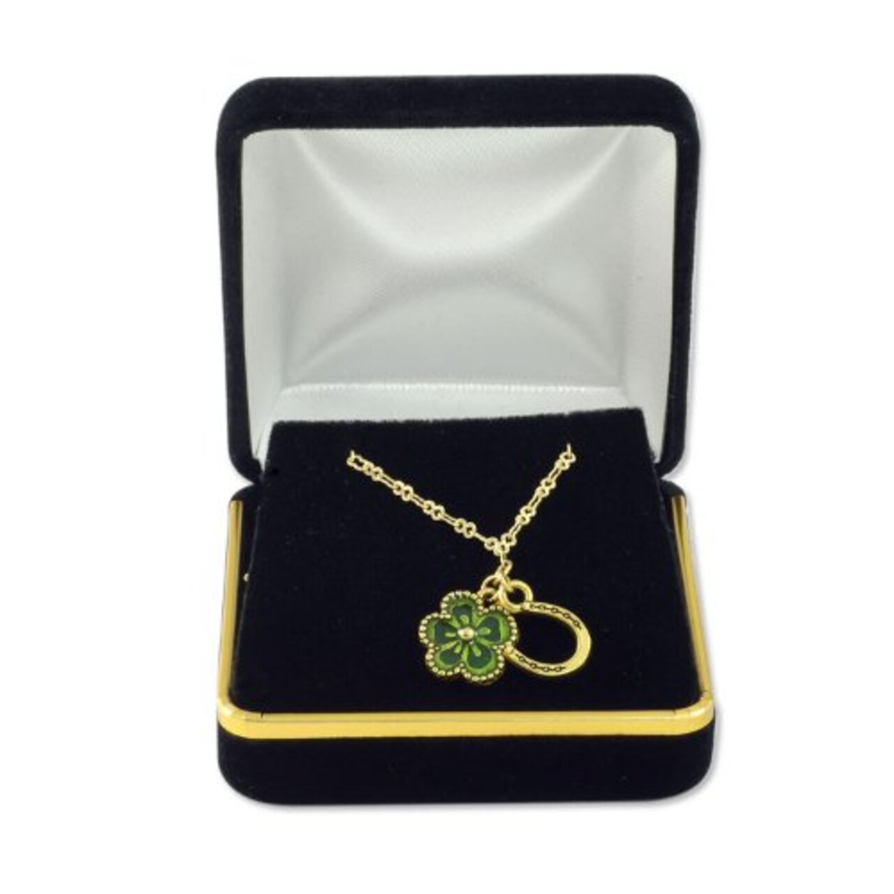 Pendant, Earring or Utility Jewelry Box Black Velvet with Brass Trim